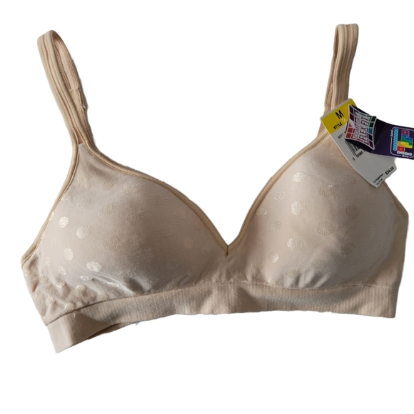 🌟 NWT HANES Comflort Flex FullCoverage Wireless Bra Taupe Polkadot Women's Sz M - Picture 3 of 9